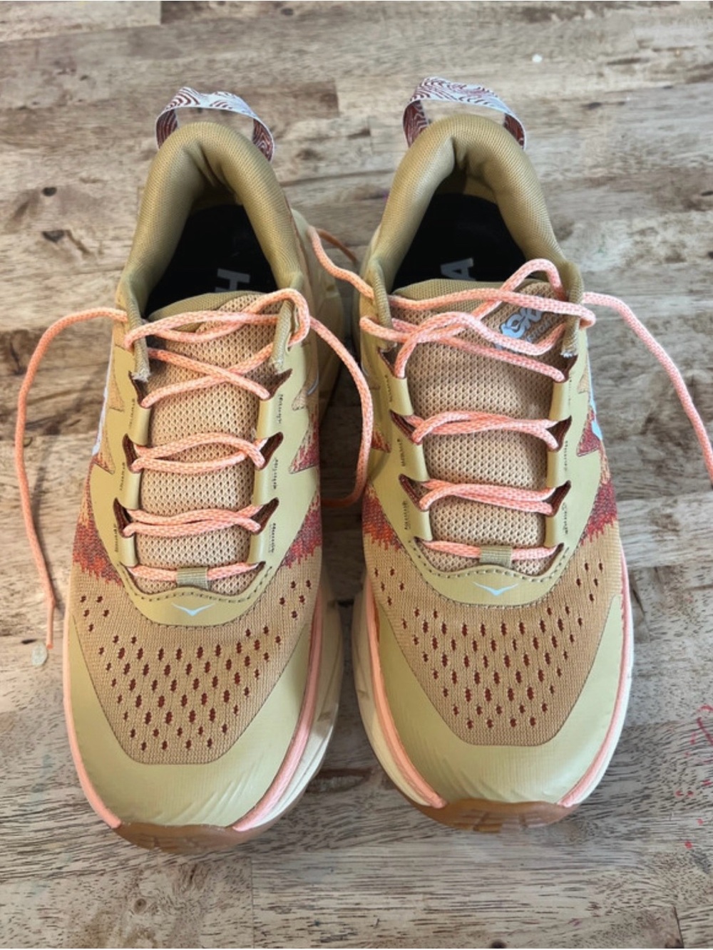Hoka Women's Trail Runner in Yellow with Peach Accents- Vibram - Picture 3 of 11